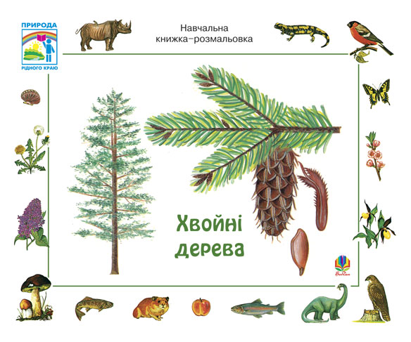 Обкладинка: Хвойні дерева. Навчальна книжка-розмальовка