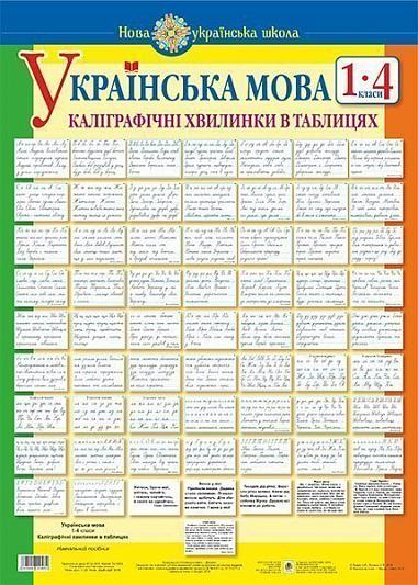 Українська мова. 1-4  класи. Каліграфічні хвилинки в таблицях (64 таблиці). НУШ